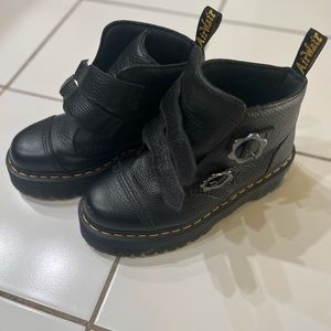 Doc Martens Devon Flower Buckle Leather Platform Boots